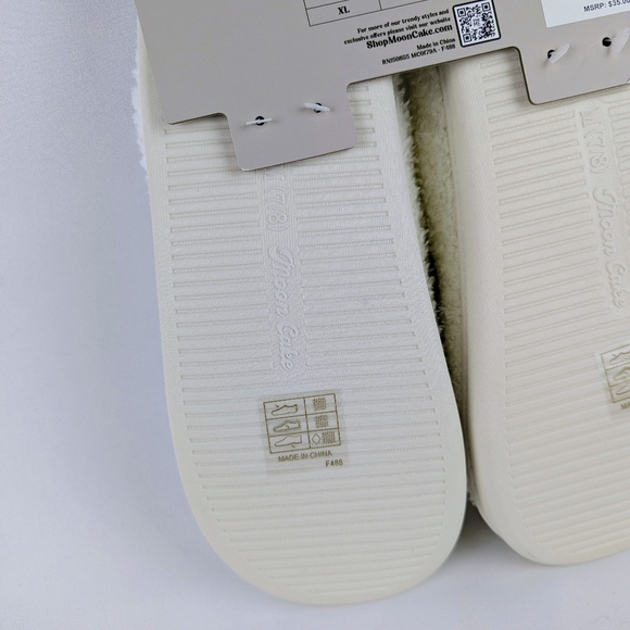 Espresso Martini Slipper Embroider Sherpa  Memory Foam Slip On Ivory M (7/8) NWT - Picture 12 of 14